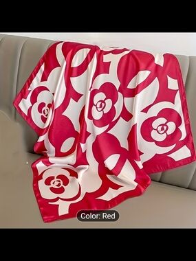 Pink and White Floral Scarf